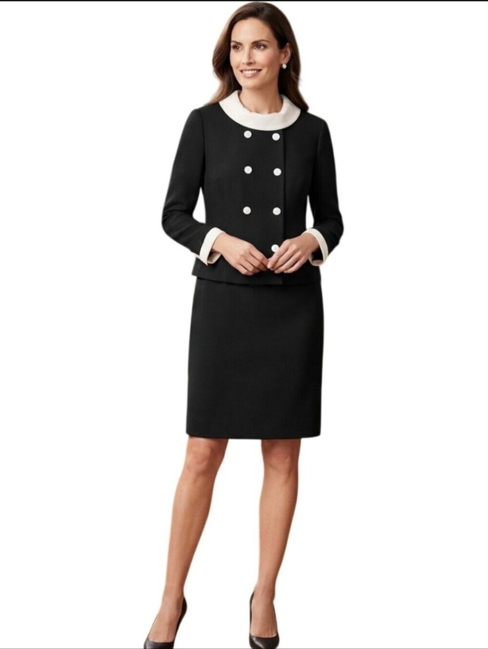 Brooks Brothers Vintage 80s Wool Jackie O Double Breasted Cost Dress Size 14